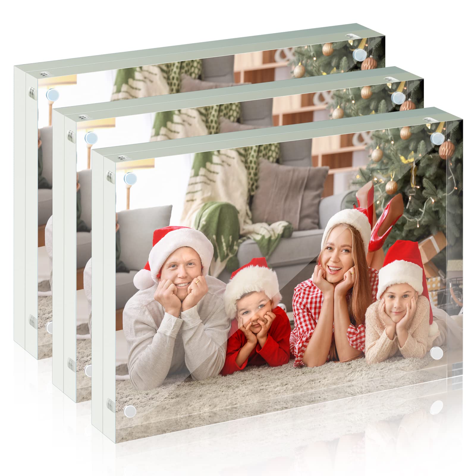 Acrylic Picture Frame 5x7, SYNTRIFIC 5x7 Acrylic Frame 3 Pack Horizontal Magnet Double Sided Picture Frame, Picture Frame, 10+10mm Thickness Clear Magnetic premium Picture Frame Gifts Ideal