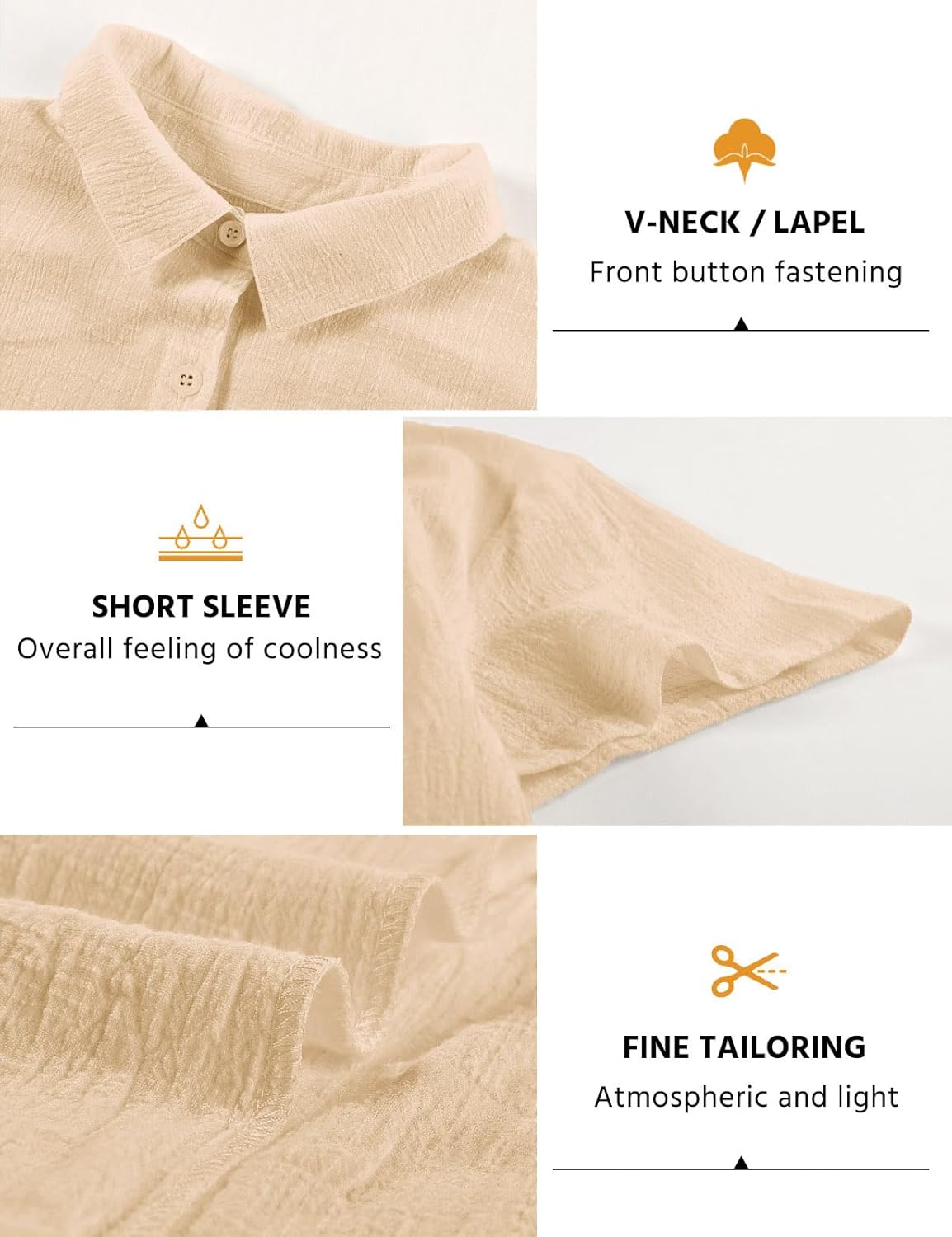 Womens Button Down Shirts Cotton Summer Tops V Neck Short Sleeve Shirt Collar Blouse Casual Plain Tshirt Work Tops 2026 - Image 4