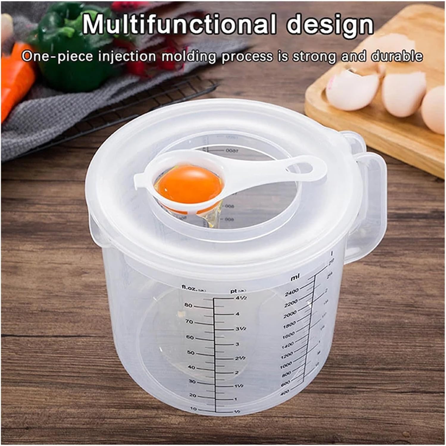 1Pcs 2.5L Transparent Baking Measuring Cup With Scale Kitchen Mixing Bowl With Lid Large Capacity Plastic For Home