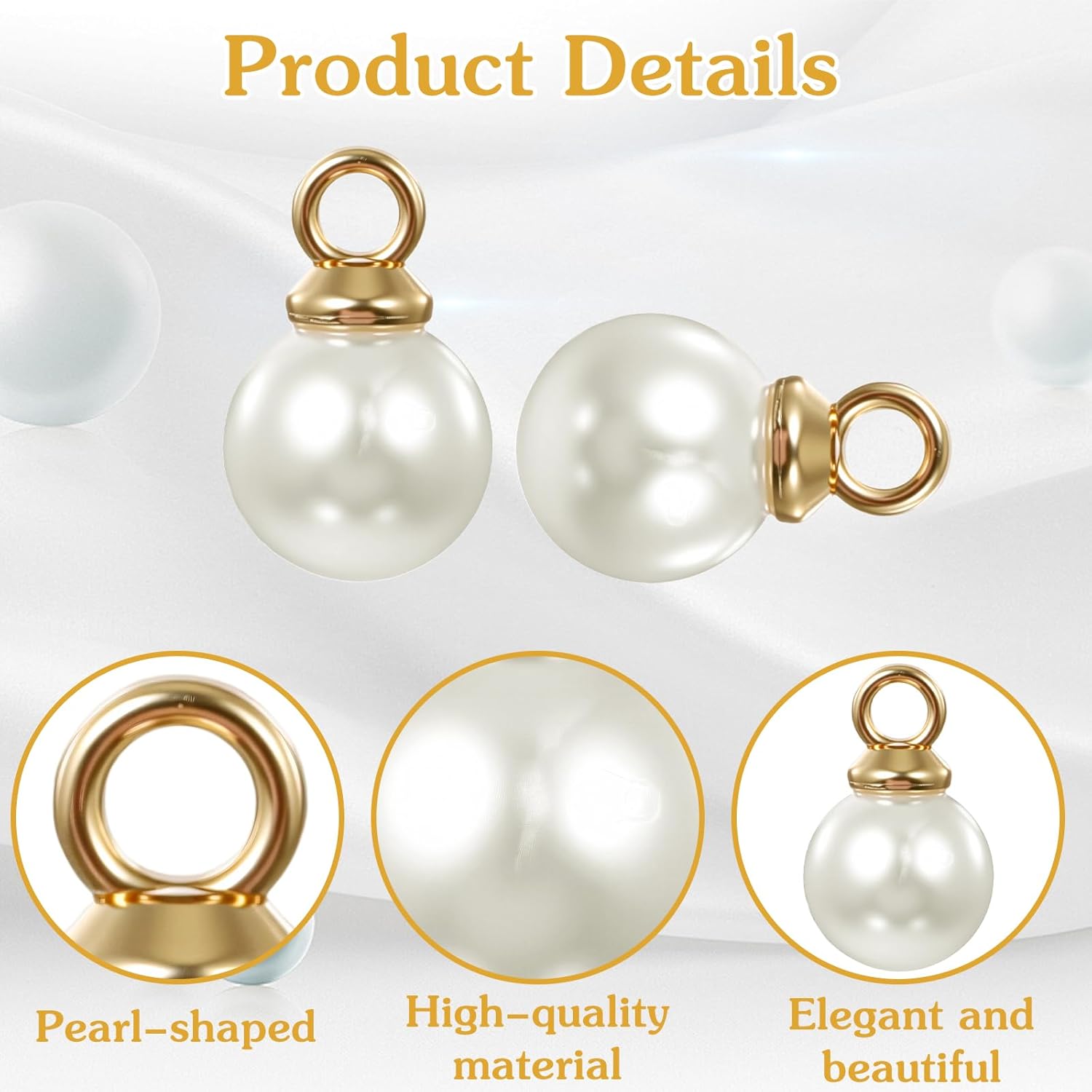 100 PCS Pearl Charms, Pearls for Jewelry Making, Faux Pearl Pendant Drops Beads for DIY Jewelry Making, Bracelets, Earrings, Necklace, Wedding Crafts - Image 3