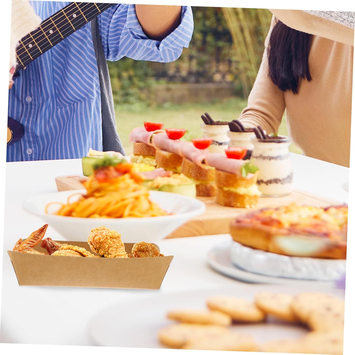 Garneck 100pcs Kraft Paper Oil Ship Box Baked Goods Packaging Food Storage Container Takeout Box