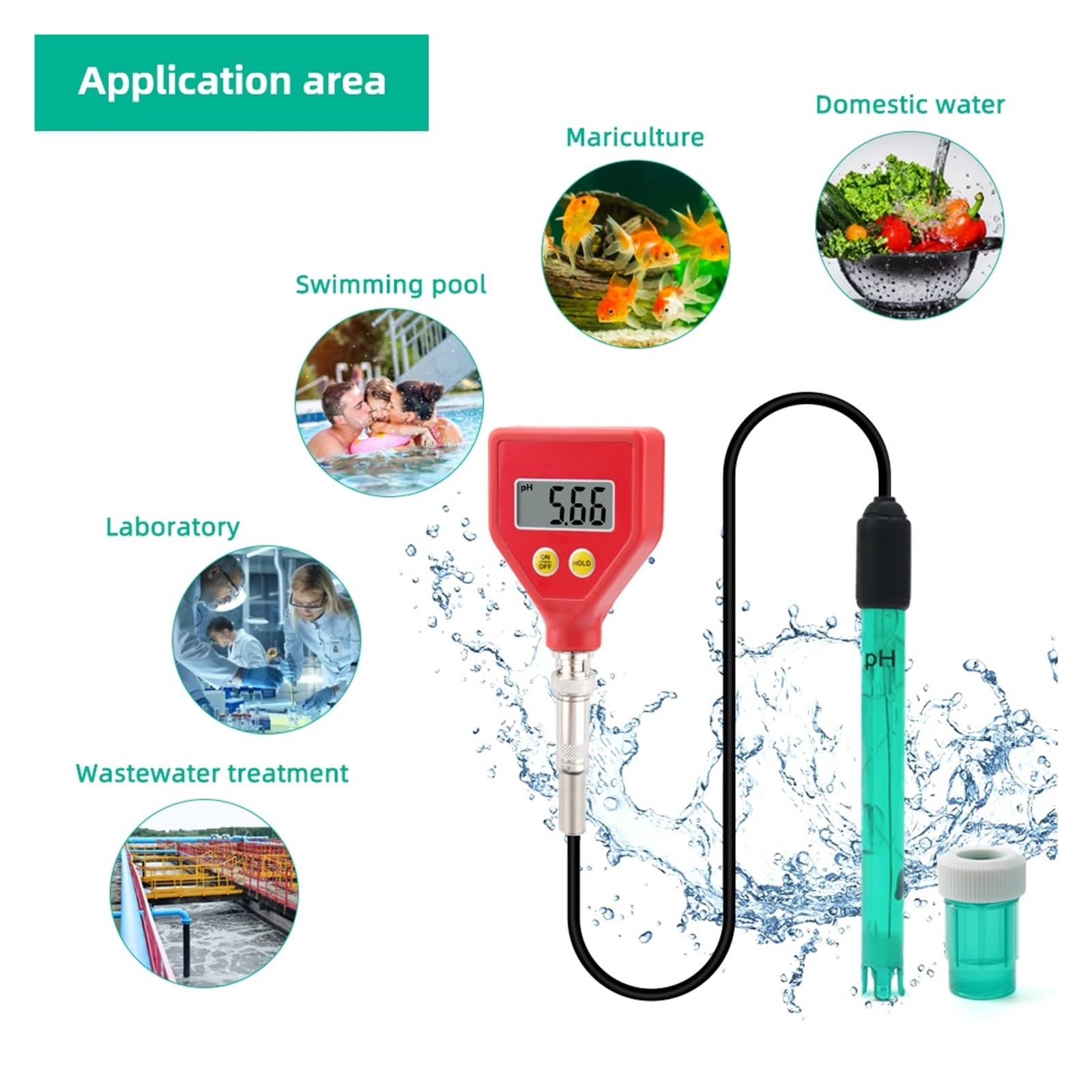 Medidor digital de pH PH-98105, analizador alta precisión, probador ATC for acuarios, hidroponía y laboratorios,Monitoreo preciso