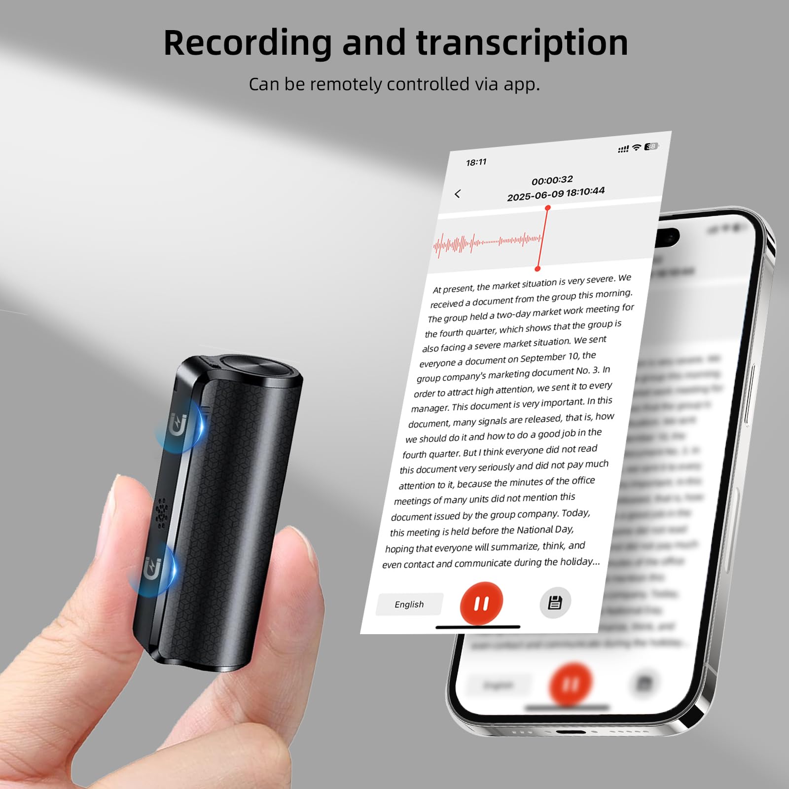 Grabadora de Voz AI con Transcripción IA Resúmenes Multidimensionales Grabación, Grabación Continua Durante 30 días. Control de la aplicación grabadora de Audio para Lección Entrevista Charlas Clases