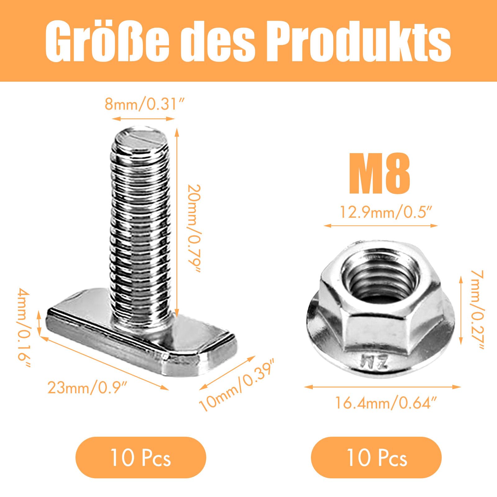 Viti A Testa Martello M10 Con Dado - Acciaio Inox A2-70 Per Fotovoltaico, 25mm, 10 Pezzi - Foto 11