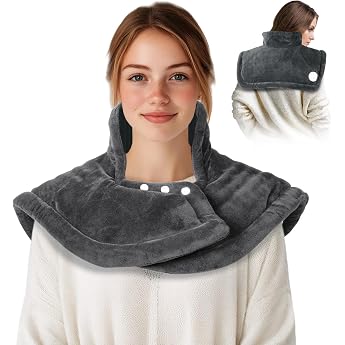 Heating Pad for Back Shoulder and Neck with Automatic Shut-Off 50 x 56 cm Electric Heat Pad with 10 Temperature Levels and 9 Timing Settings Machine Washable up to 40  C Grey