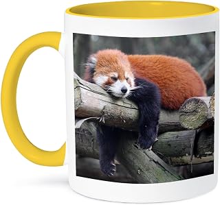 Adorable Red Panda, Sichuan Province, China 15oz Two-Tone Yellow Mug