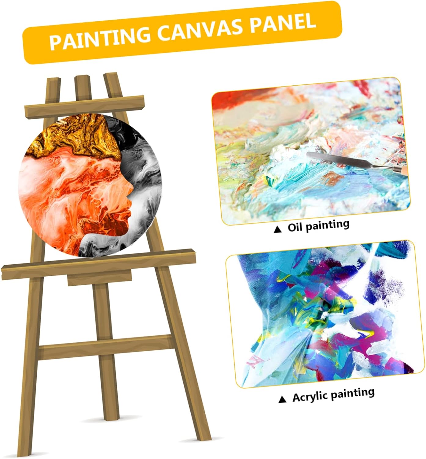 3pcs DIY Canvas Painting Panels Oil Painting Frame Round Canvas Boards for Acrylic Art Versatile Art