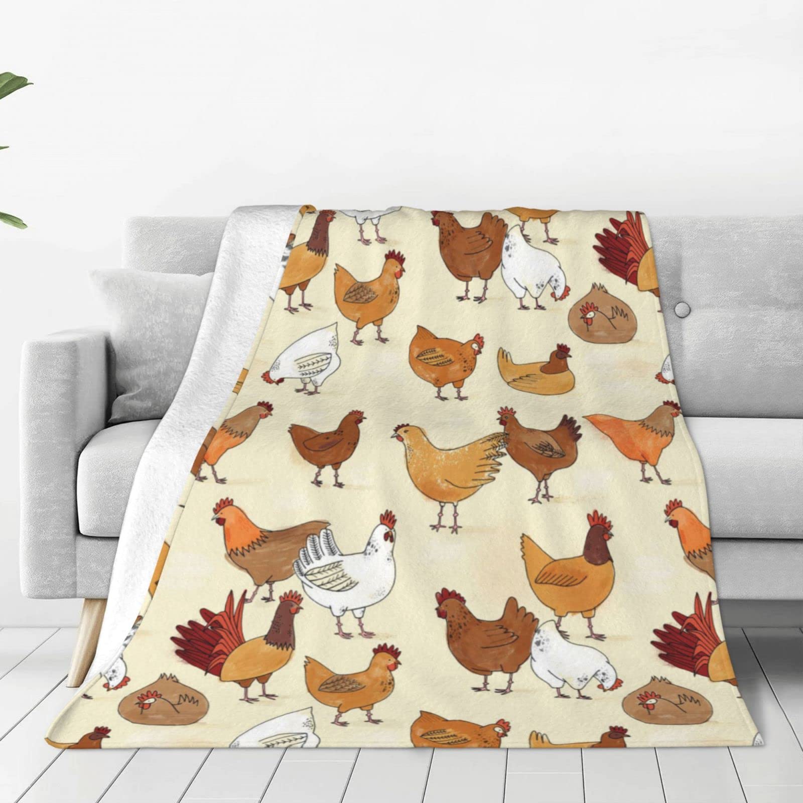 Lsjuee Throw Blanket Chicken Warm Cozy Soft Lightweight Flannel Fleece Blanket for Bedroom Sofa Room Home Decorative Fuzzy Blanket 40"x30"