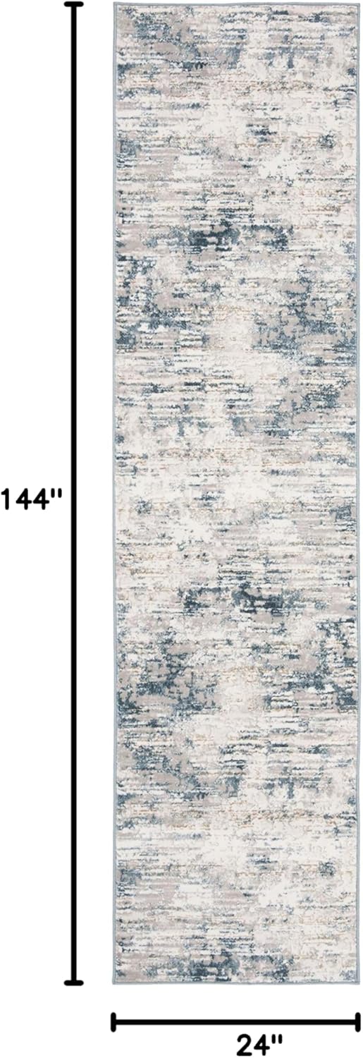 SAFAVIEH Vogue Collection Runner Rug - 2' x 12', Ivory & Teal, Modern Abstract Design, Non-Shedding & Easy Care, Ideal for High Traffic Areas in Living Room, Bedroom (VGE145A)
