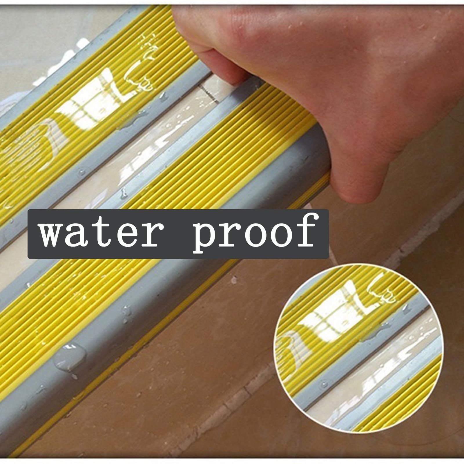 Material De Pvc Tiras Antideslizantes para Peldaños, Autoadhesivo De Borde para Escaleras en Forma De L, Tiras Antideslizantes Autoadhesivas, Impermeable Antideslizante, Adecuado para Todo Clima ( Col