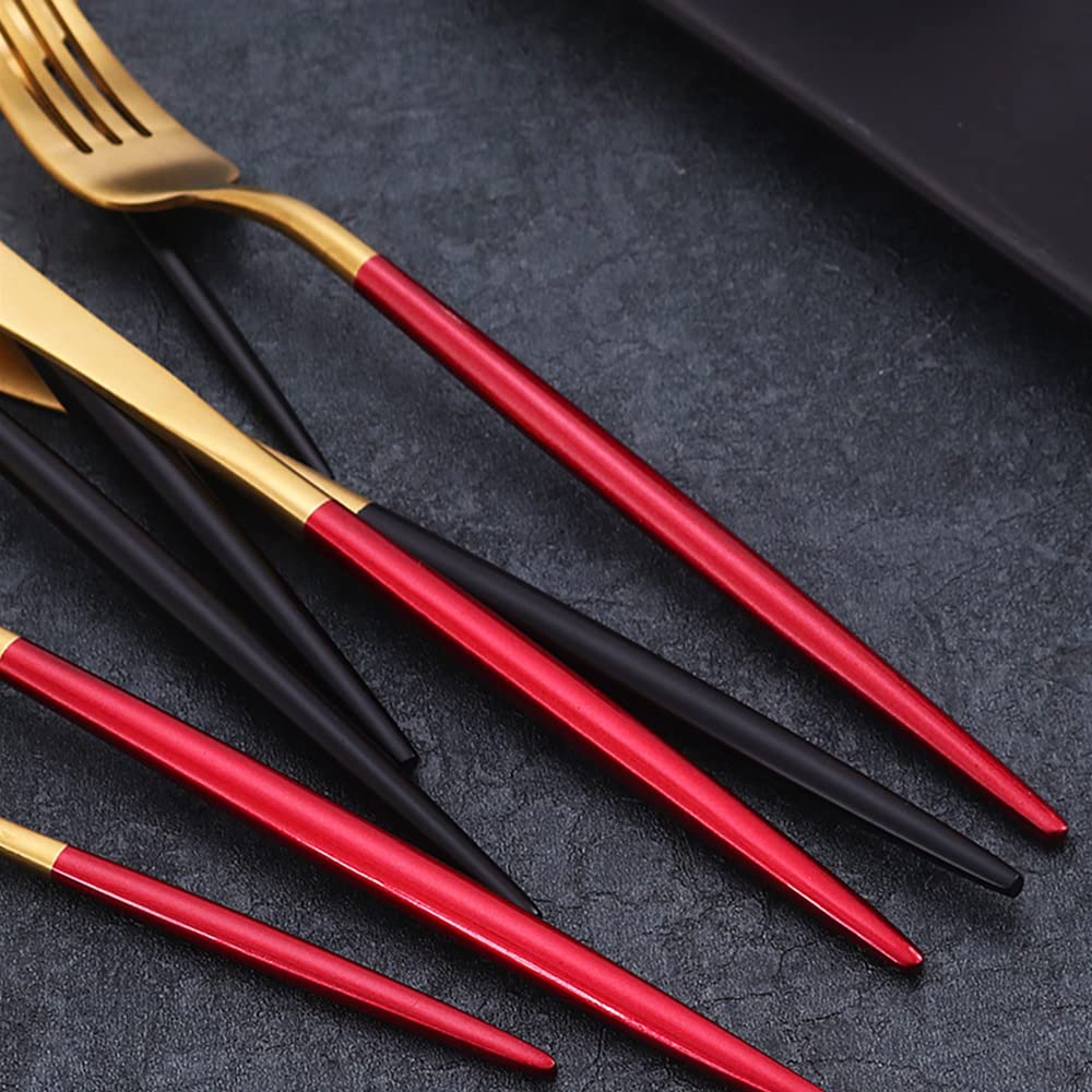 Besteck Set, Edelstahl-Besteck Set 6 Personen, 24-teiliges Geschirr, Prägnant, Nische Essgeschirr für Zuhause und Restaurant, Hochzeit, Halloween, Weihnachten