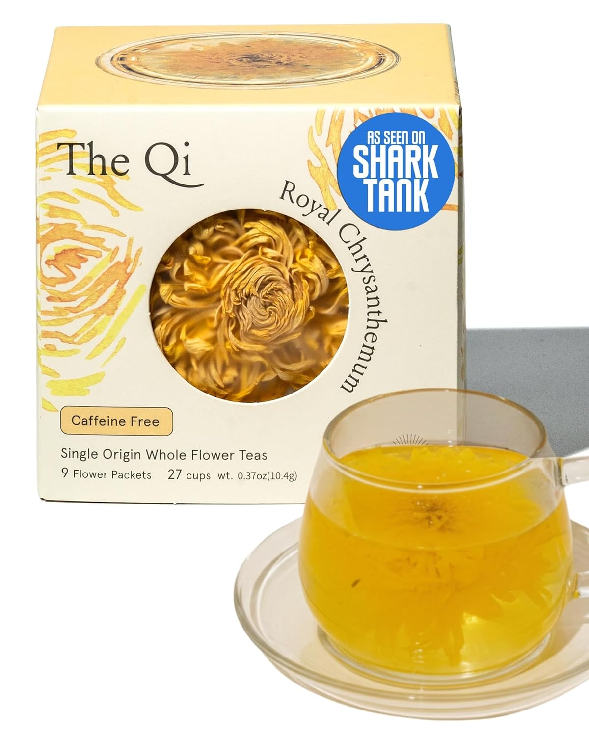 The-Qi Royal Chrysanthemum Blooming Flower Tea – The Qi 9 Pcs Whole Chrysanthemum Flowers – 100% All Natural Blooming Tea Gift Set for Inner Calm & Relaxation, Caffeine-free – Makes 27 Cups