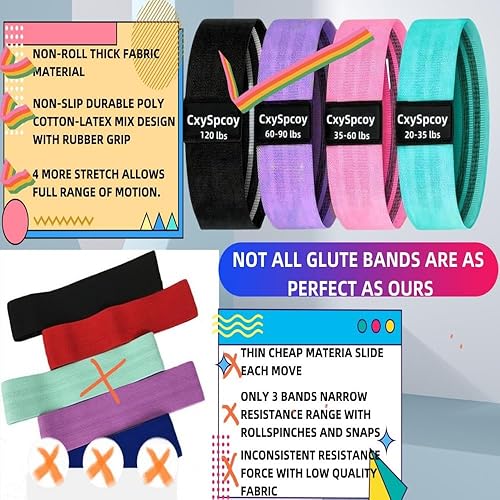 Miniatura 5 de Bandas de resistencia de glúteos de 4 niveles mejoradas para caderas y glúteos de muslo, pilates, estiramiento de piernas para mujeres y hombres,