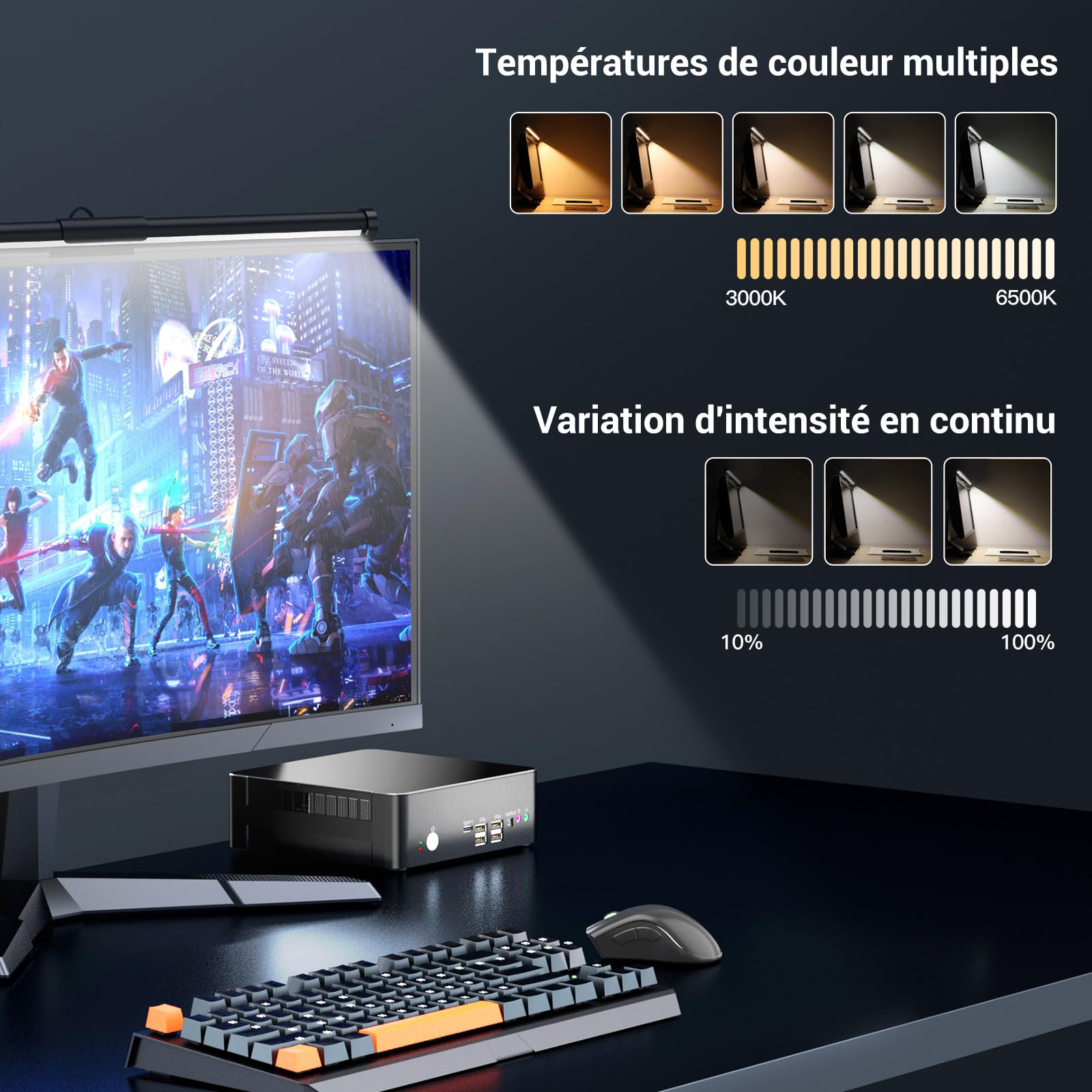 LED Lampe Écran PC, USB Monitor Light Bar avec Contrôle Tactile, 5 Luminosité et Température de Couleur Réglable, Soins Oculaires Pour Bureau Gaming Lecture Maison Cadeau Pratique Réfléchie
