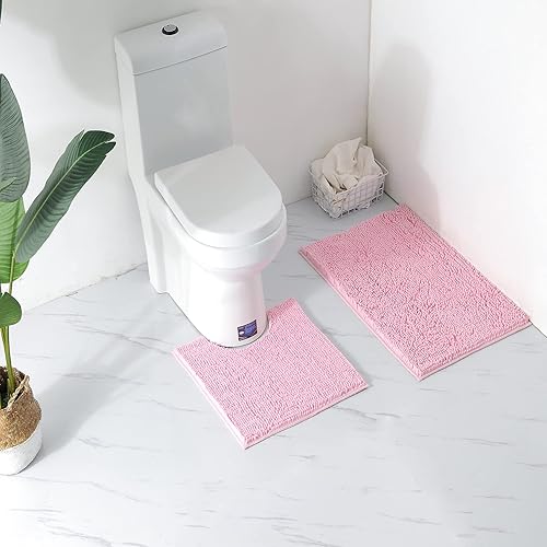 Miniatura 2 de Juego de 2 alfombras de baño de felpilla ultra suaves, antideslizantes, absorbentes, para inodoro, antideslizantes, extra y alfombras para ducha,