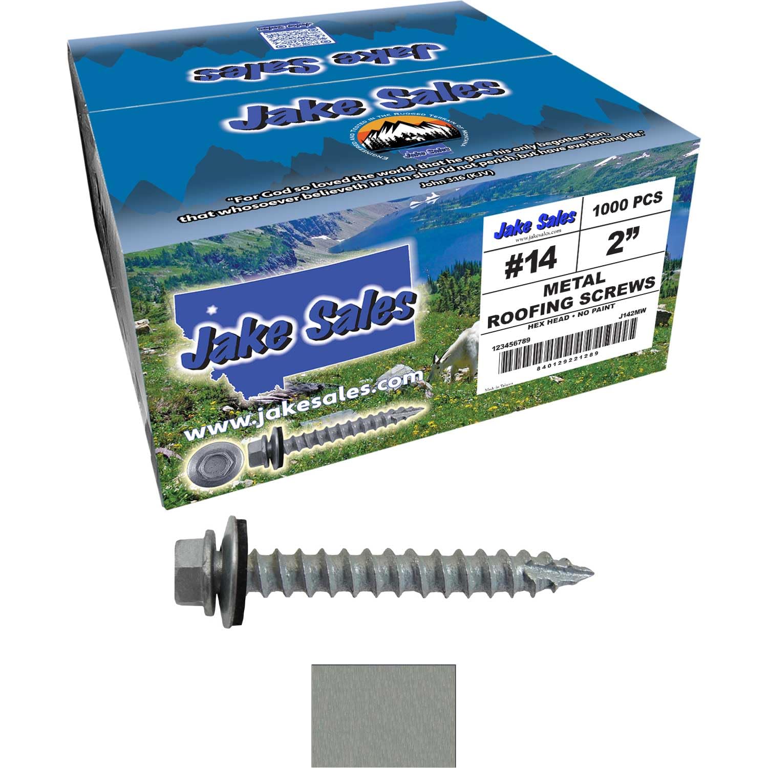 #14 Metal Roofing Screws: (1000) Screws x 2" Galvanized Hex Head Sheet Metal Roof Screw. Self Starting Metal to Wood Sheet Metal Screws with EPDM