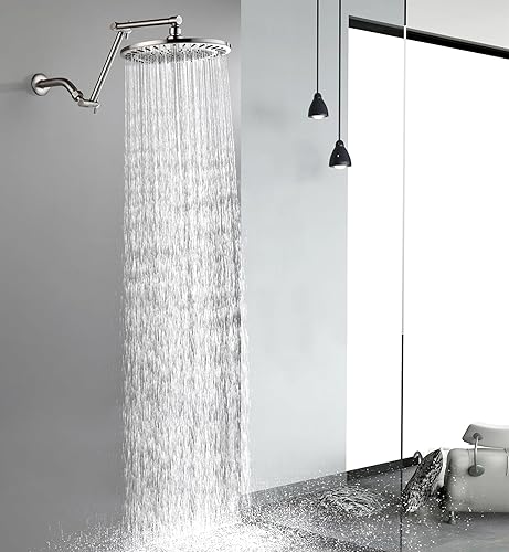 Miniatura 8 de BRIGHT SHOWERS Extensor de brazo de ducha de latón para lluvia y cabezal de ducha de mano, brazo de extensión universal de 14 pulgadas, altura y