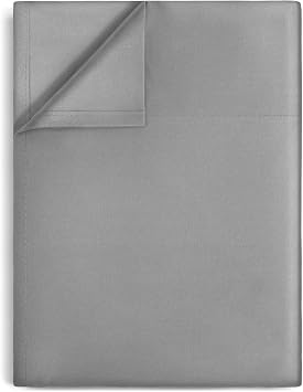 Lirex Flat Sheet, Queen Size Extra Soft Brushed Microfiber Flat Sheet, Machine Washable Wrinkle Free Breathable Pale Grey, Queen