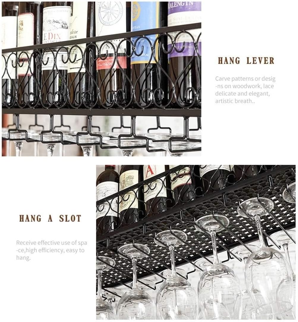 Storage Rack Wine Holder Metal Iron Wine Racks Storage Shelf Wine Champagne Glass Goblets Stemware Rack Wine Bottle Holder for Family and Bar (Size : 100×30cm) Shelves