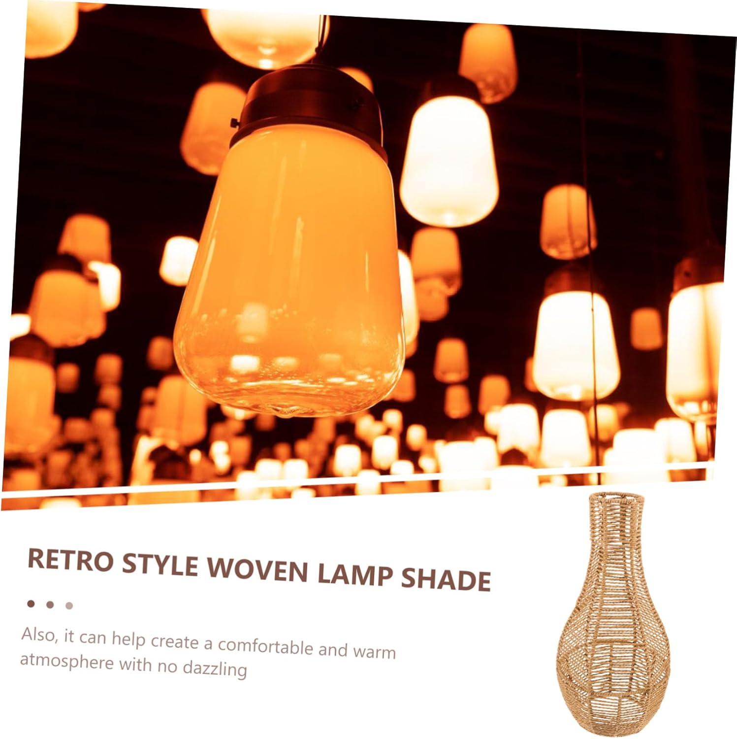 POPETPOP Bohemian Ceiling Lamp Shade Vintage Hanging Light Cover Rope Lampshade for Home