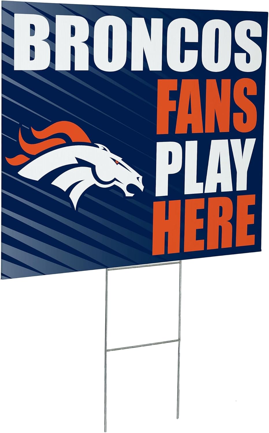 NFL Denver Broncos Yard Sign, Outdoor Coroplast Yard Signs with Stakes 18x24, Officially Licensed Team Logo, Football Fan Home Decoration for Lawn, Garden, Party -"Fans Play Here"