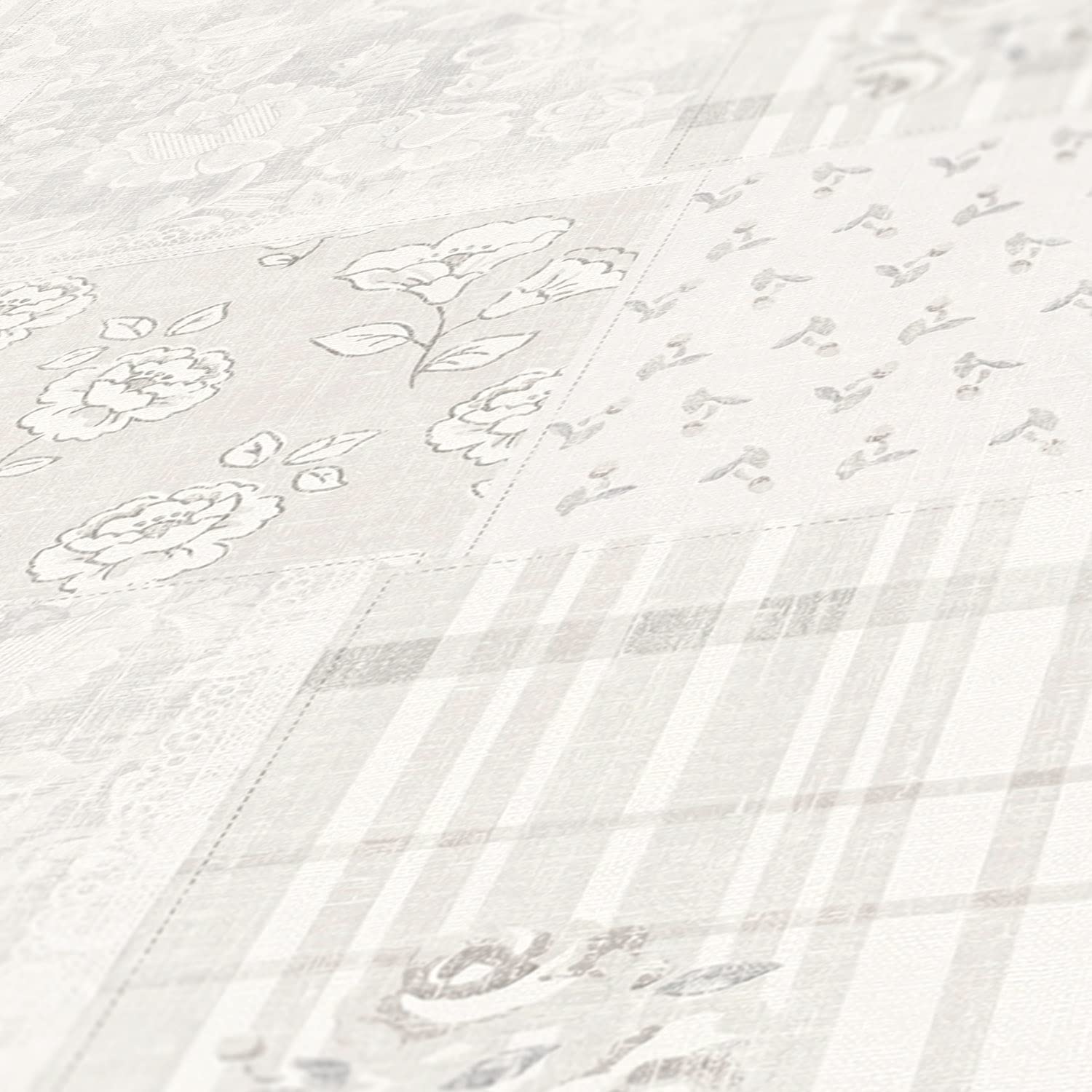 A.S. Création Blümchen Maison Charme 390662 Papier peint intissé Patchwork 10,05 m x 0,53 m Fabriqué en Allemagne