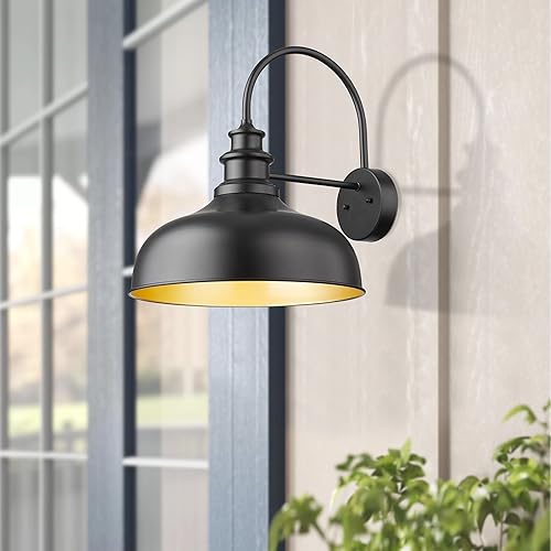 Miniatura 5 de Bestshared Luces de granero grandes para exteriores de 16 pulgadas, cúpula para exteriores, apliques de pared industriales, lámpara de montaje en