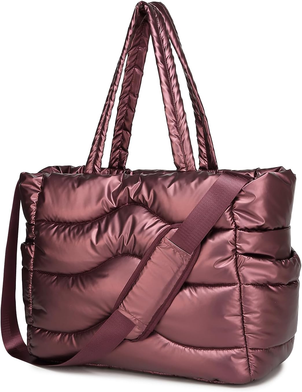 Quilted Puffer Tote Bag for Women- Stylish Multi-Way Carrying Shoulder Bag with Laptop Compartment