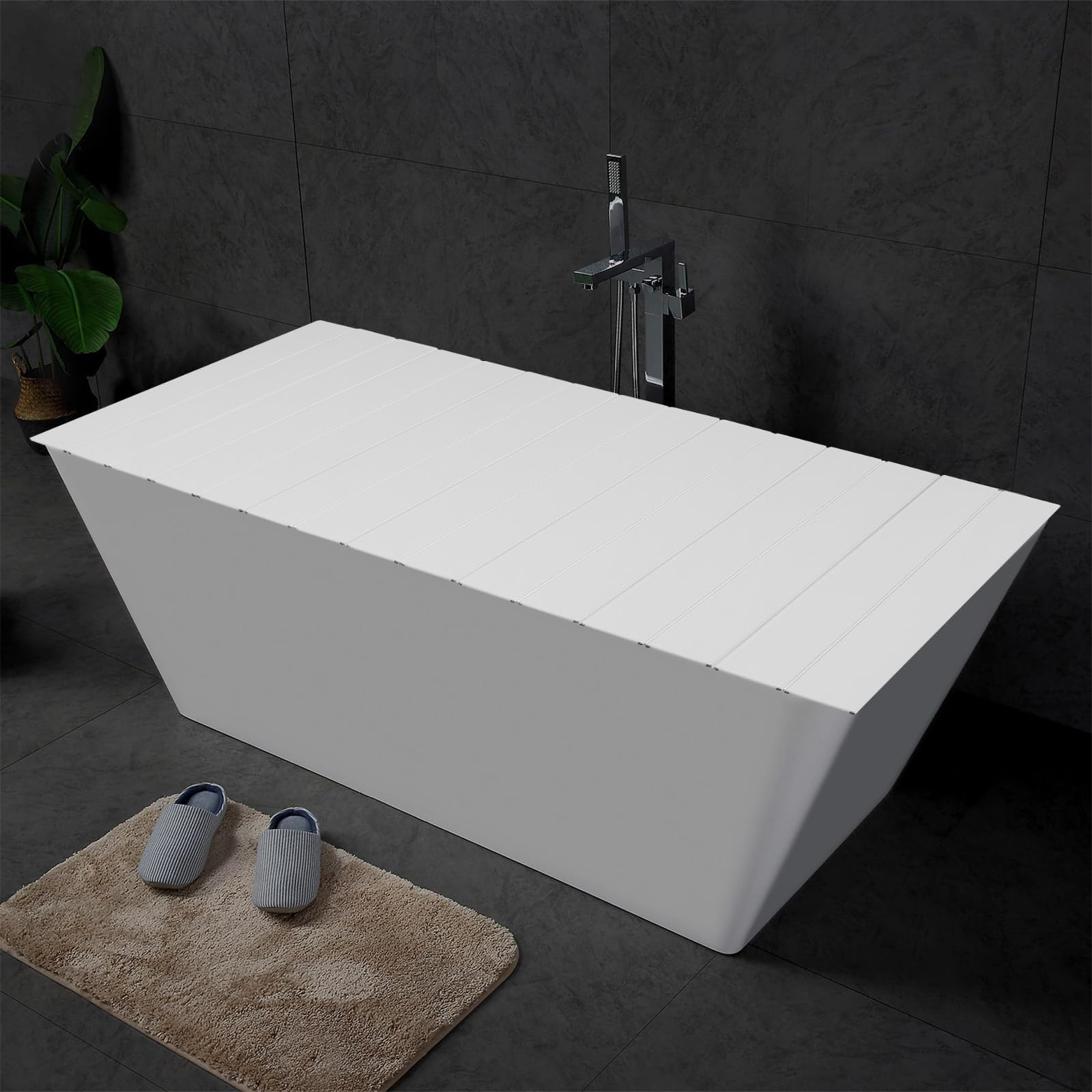 Badewannenabdeckung 160x70cm bis 5kg Belastbar Faltbare Staubdichte Badewannenabdeckungen Dämmplatte Badewannen Abdeckung 6.5mm für Badewannen, Fässern, Hotelbadewannen (Grau)