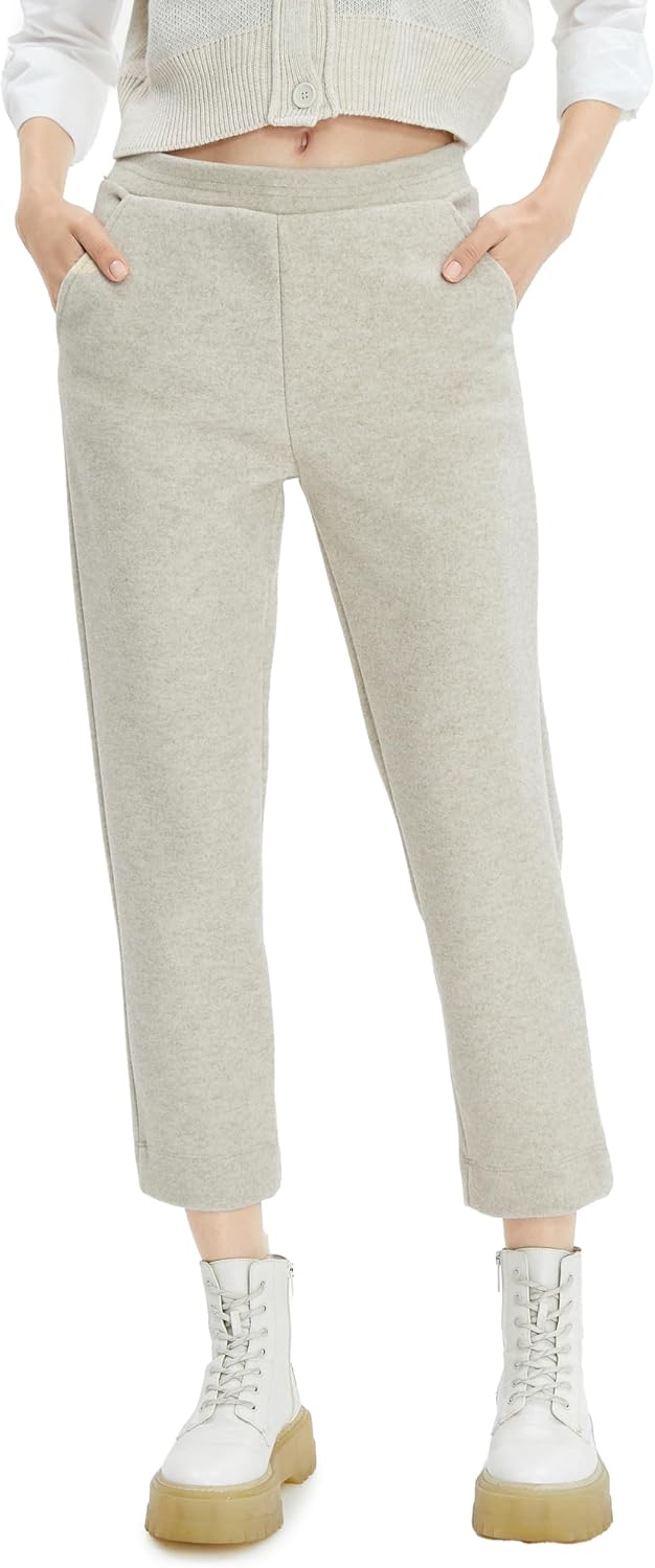 Crop Leg Trousers Elastic Waistband Pockets