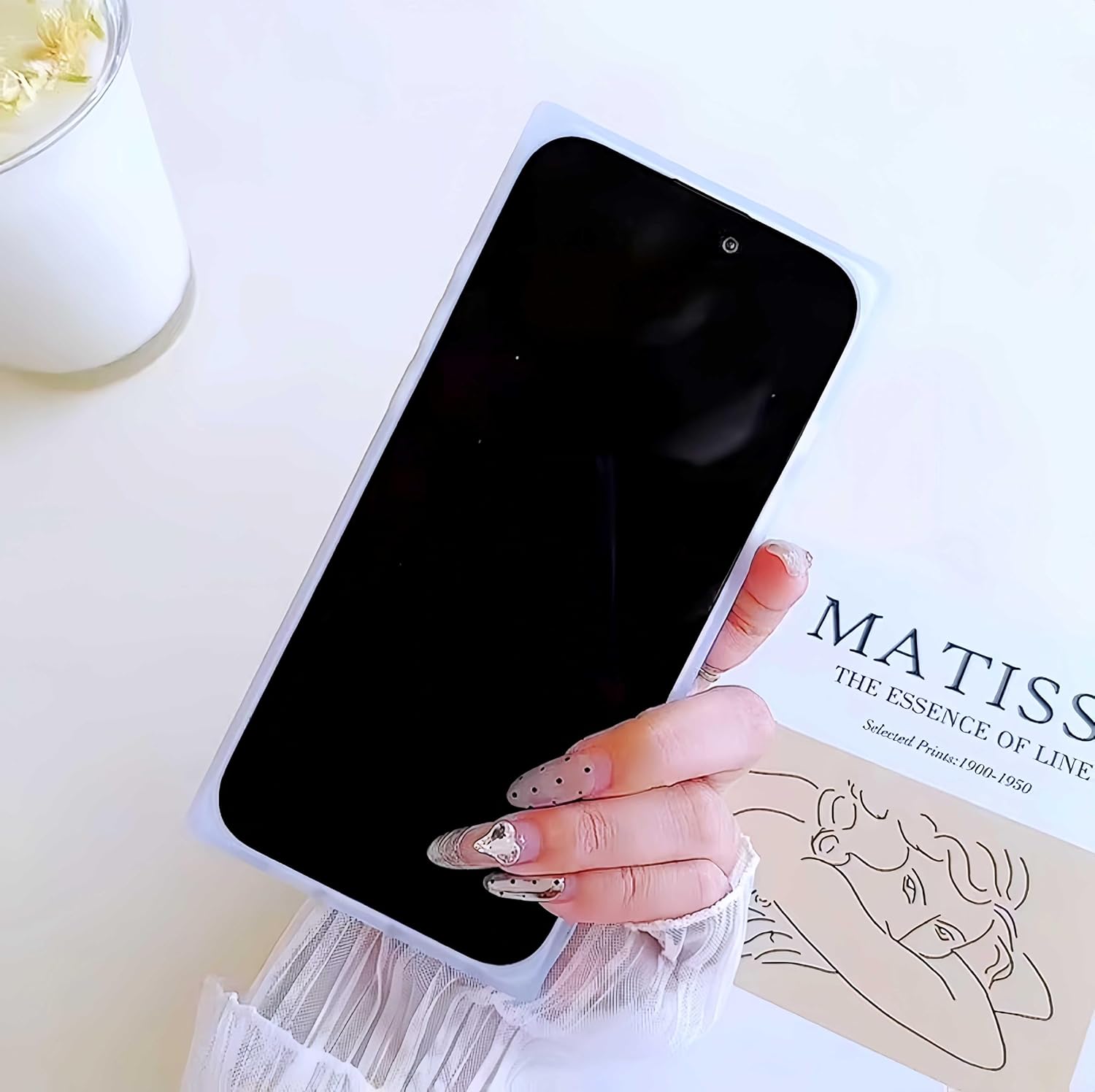 Compatible with iPhone 16 Pro Max Rectangle Case for Women, Luxury Marble Glossy Soft Slim Protective Cute Girly Phone Case for iPhone 16Pro Max, 6.9 inch, White - Image 5