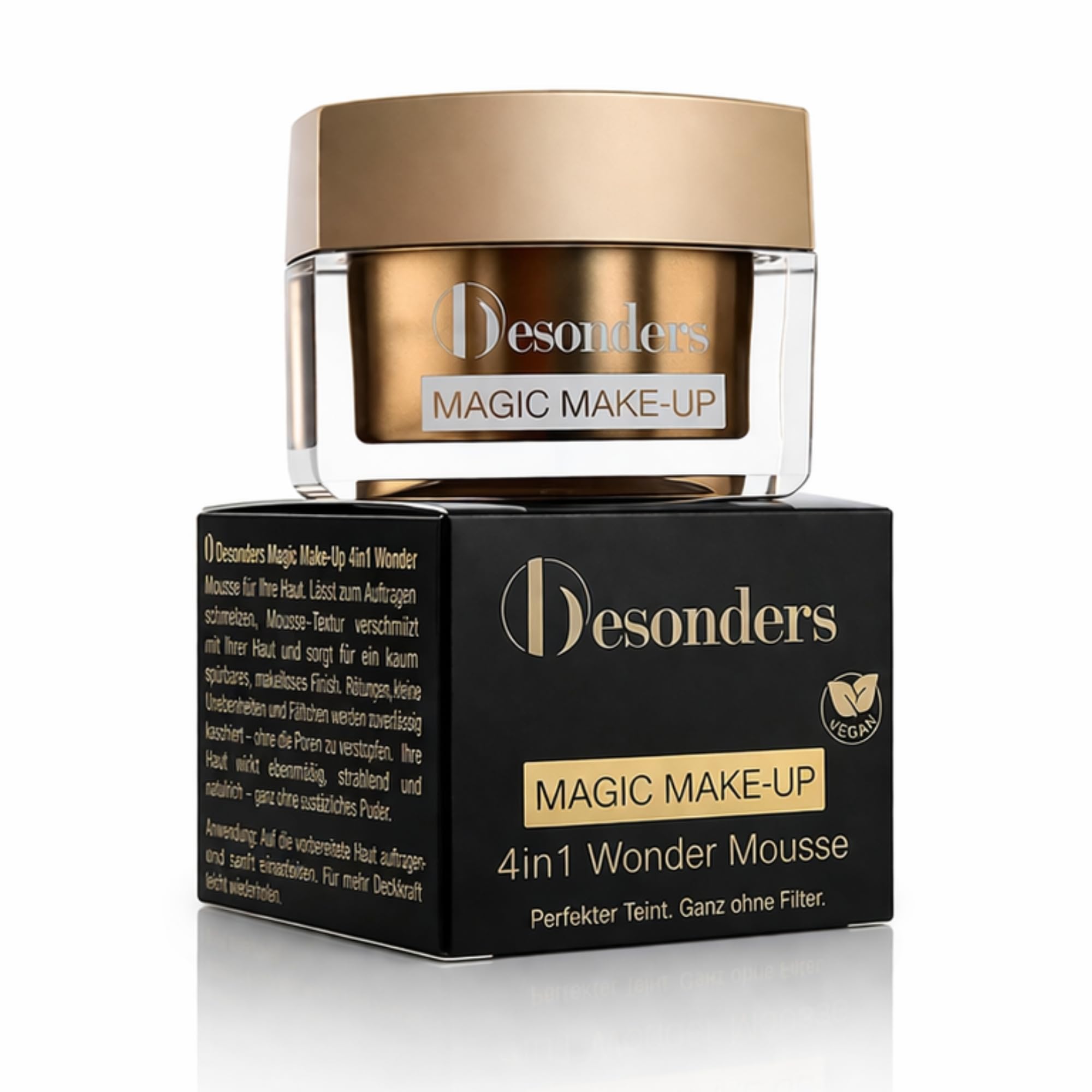 besonders 4-in-1 MAGIC MAKE-UP Wonder Mousse - Foundation, Powder, Make-Up & Concealer - Kaschiert Rötungen & Unebenheiten, perfektioniert den Teint - Mattierendes Finish mit Pflege - Made in Germany