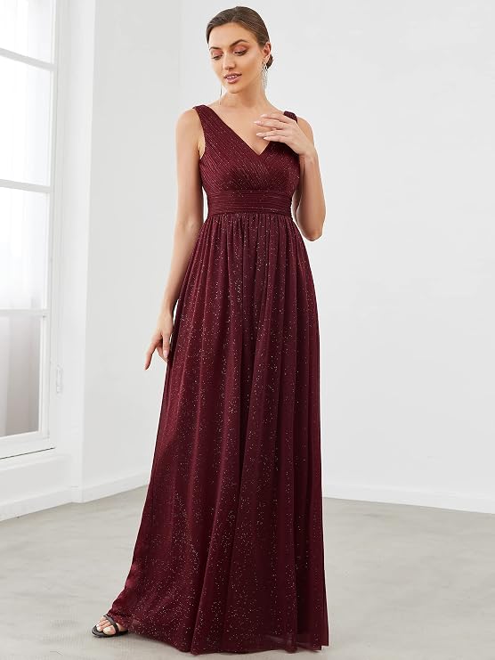 Ever-Pretty Women's Double V Neck Floor Length A Line Empire Waist Long Evening Dresses EZ07764