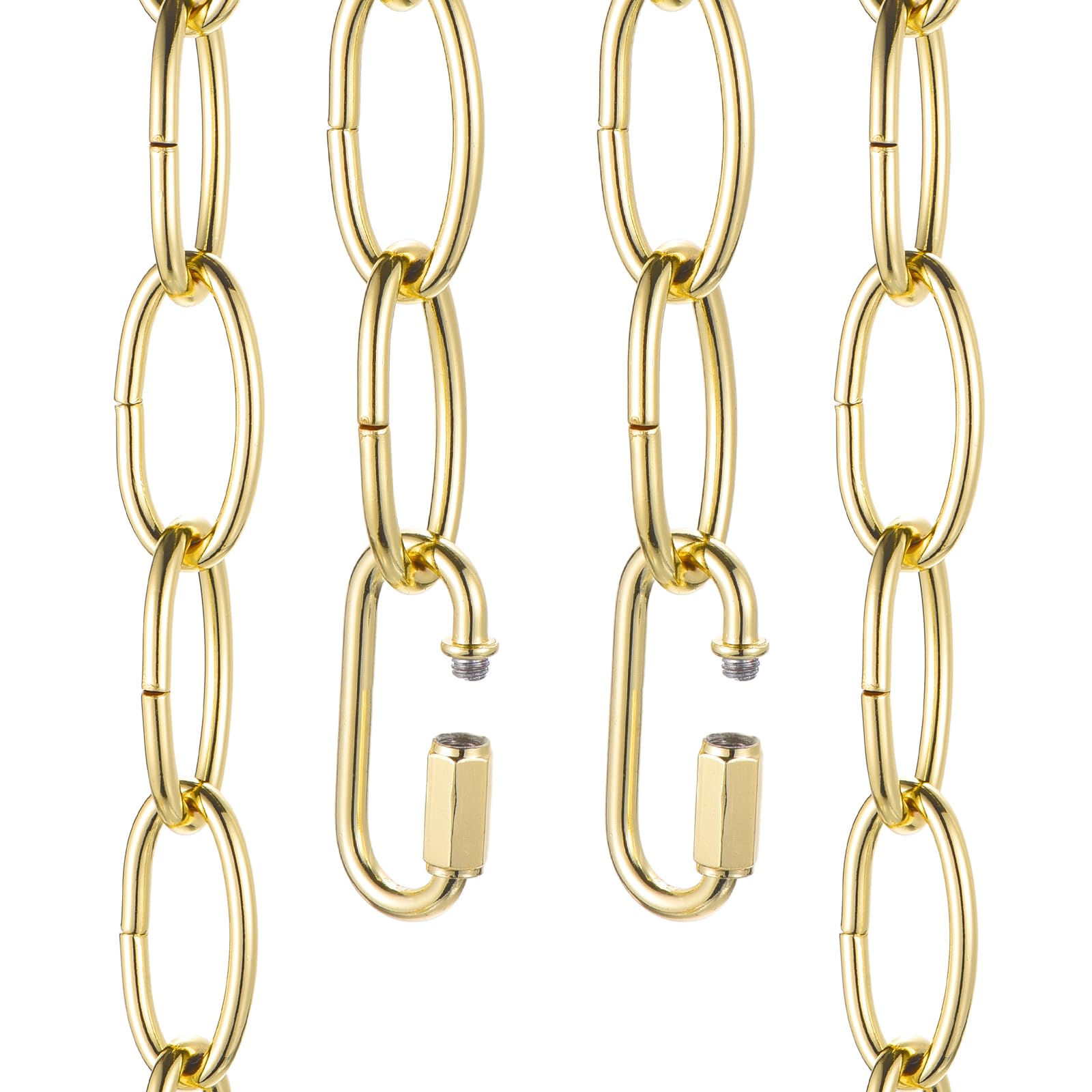 sourcing map 3ft Lighting Hanging Chain, 3.8mm/0.15" Looping Metal Pendant Chandelier Chain Extension with 2 Quick Link Lock for Hanging Plant Pendant Chandelier Light Fixture, Light Golden — image 1