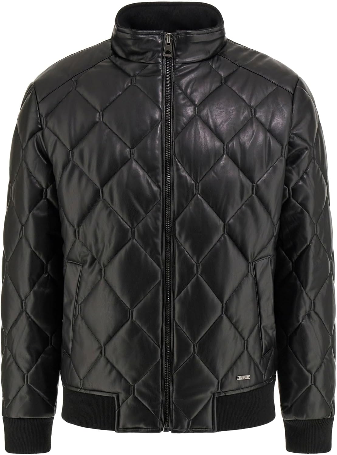 GUESS Mens Quilted Faux Leather Jacket