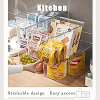Vista 2 de Clear plastic storage bins with LIDS,storage containers for snacks, cosmetics, books, dog food, Storage Organizer for Nursery，Kitchen, Living