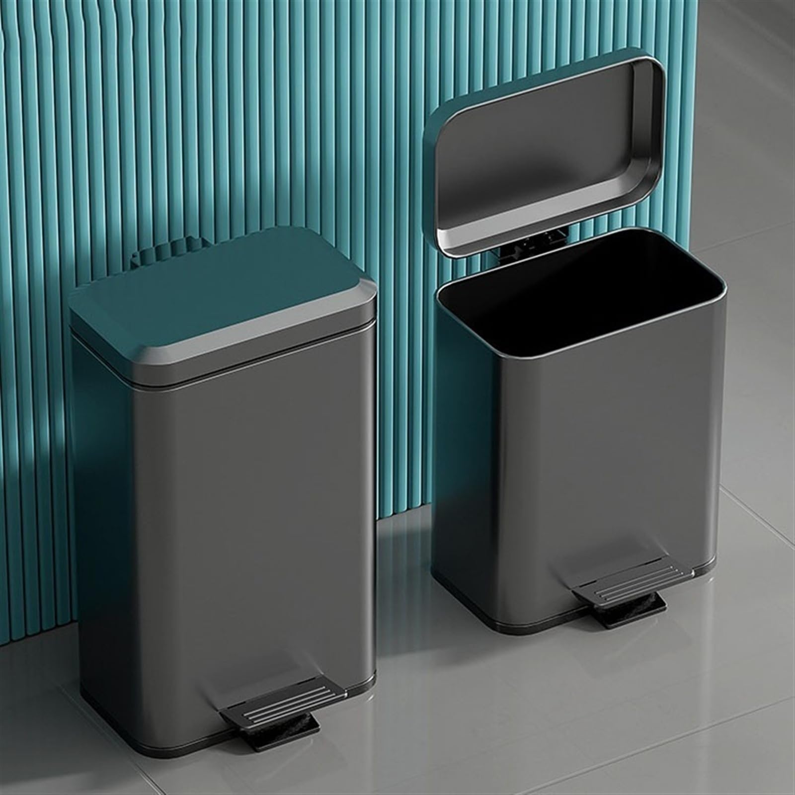 Mülleimer Küchen-Mülleimer mit Soft-Close-Funktion und Deckel Tritt-Mülleimer aus Edelstahl Anti-Fingerabdruck-Pedal-Mülleimer mit herausnehmbarem Inneneimer,Schwarz-15L