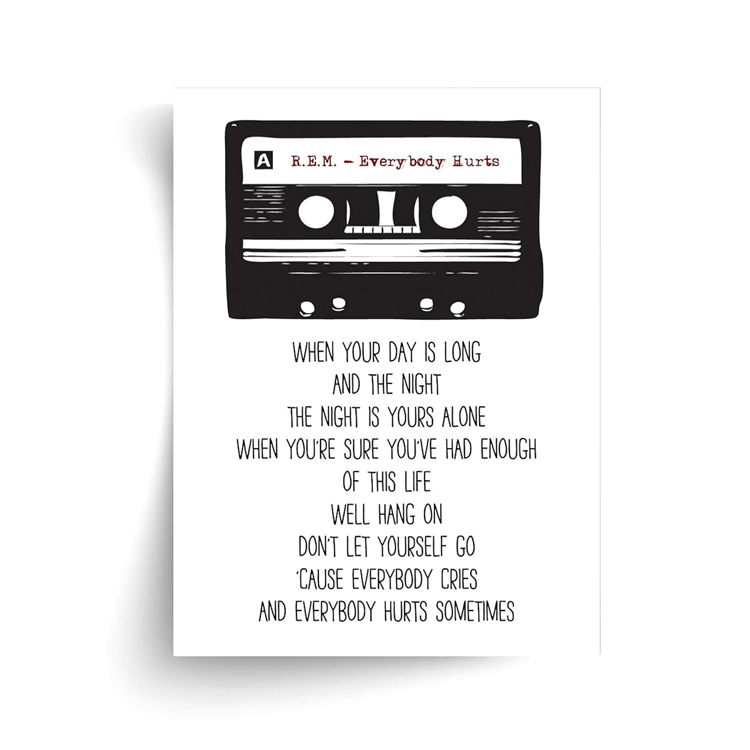 R E M Everybody Hurts Lyrics Unframed Print Amazon Co Uk Handmade Products