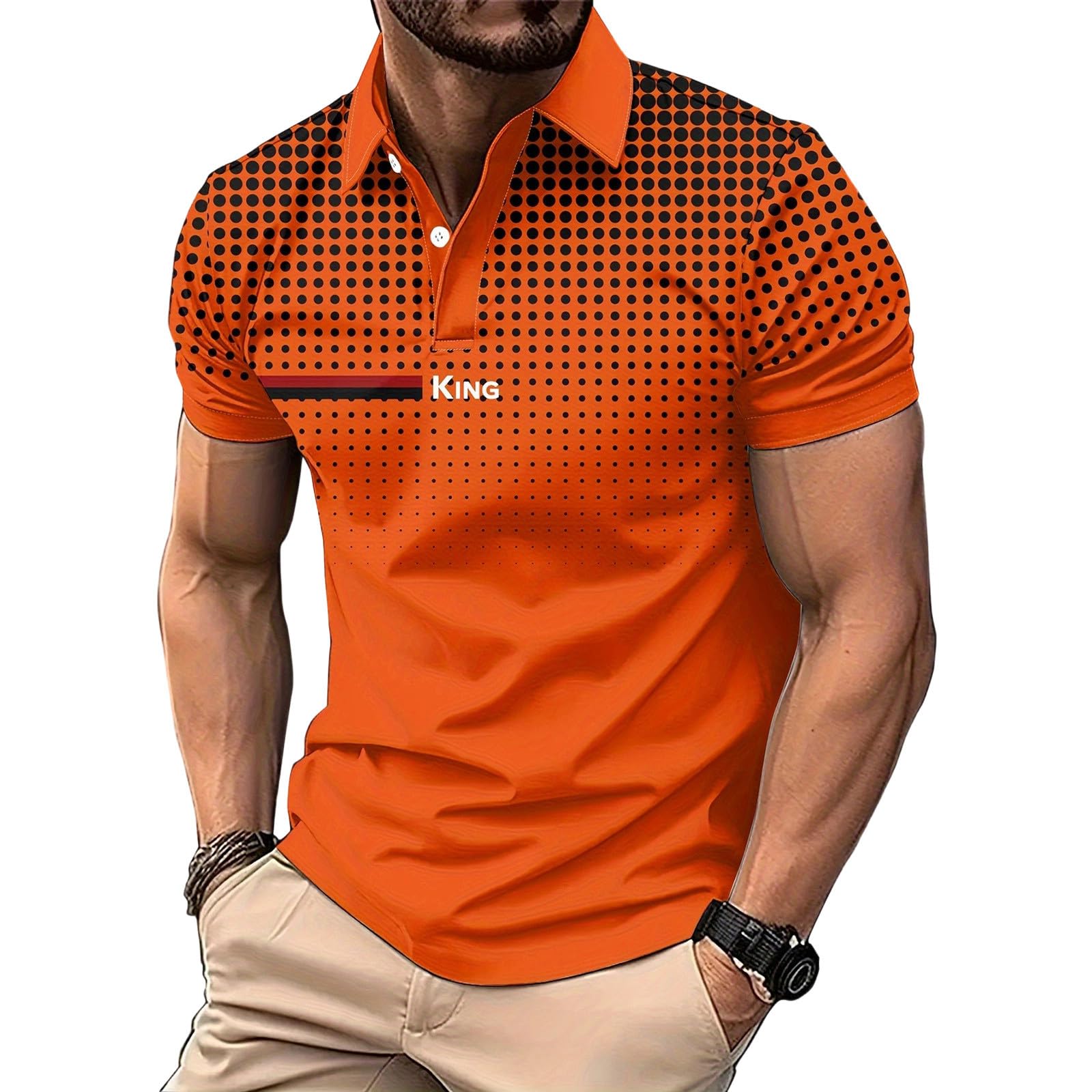Men's Golf Polo Shirt T-Shirt Gradient Plaid Party Casual Short Sleeve Shirts Quick Dry Moisture Wicking Athletic Shirt — view 25