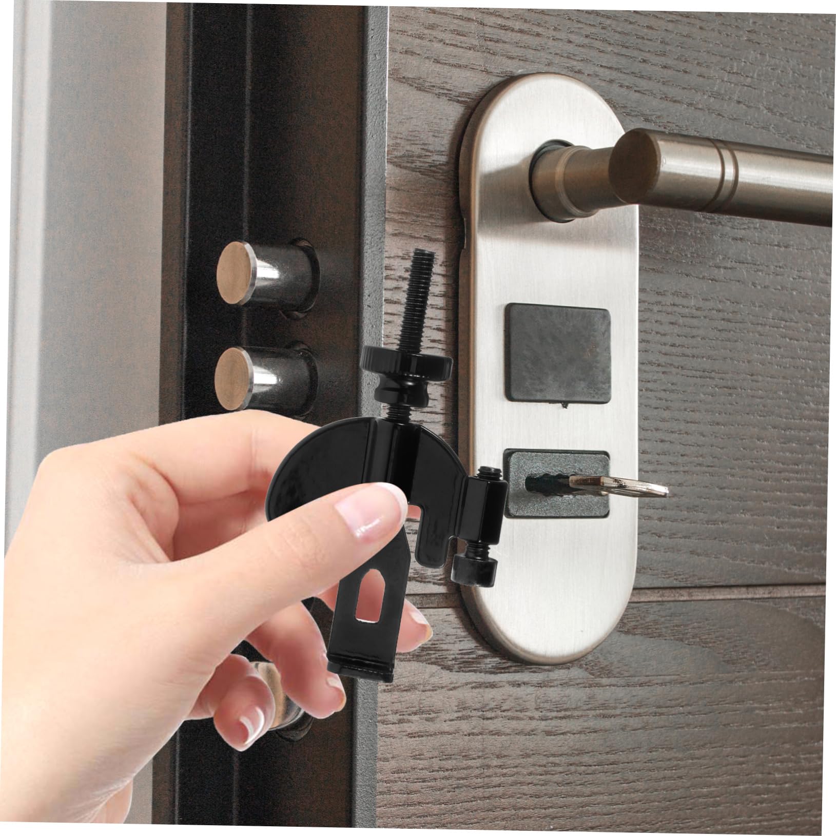 SHINEOFI 4 Pièces butée de porte intérieur protecteur Verrouillage de la porte de l'hôtel verrou porte casier de porte de sécurité à domicile serrure de porte de sécurité d'hôtel Métal Noir