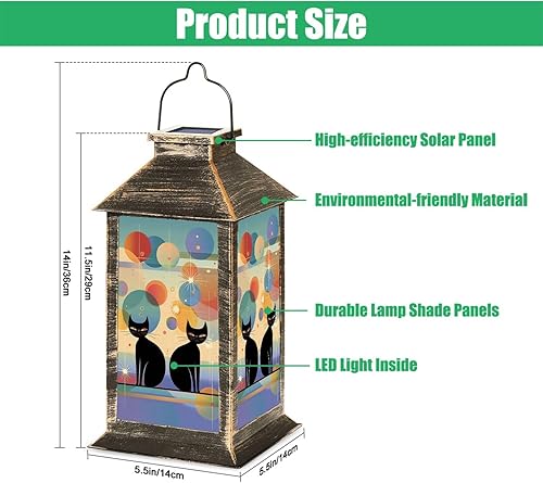 Miniatura 2 de Solar Lantern Mid Century Black Cat Retro Atomic Starburst Modern Abstract Geometric Garden Hanging Lantern Waterproof Solar Powered Lighting