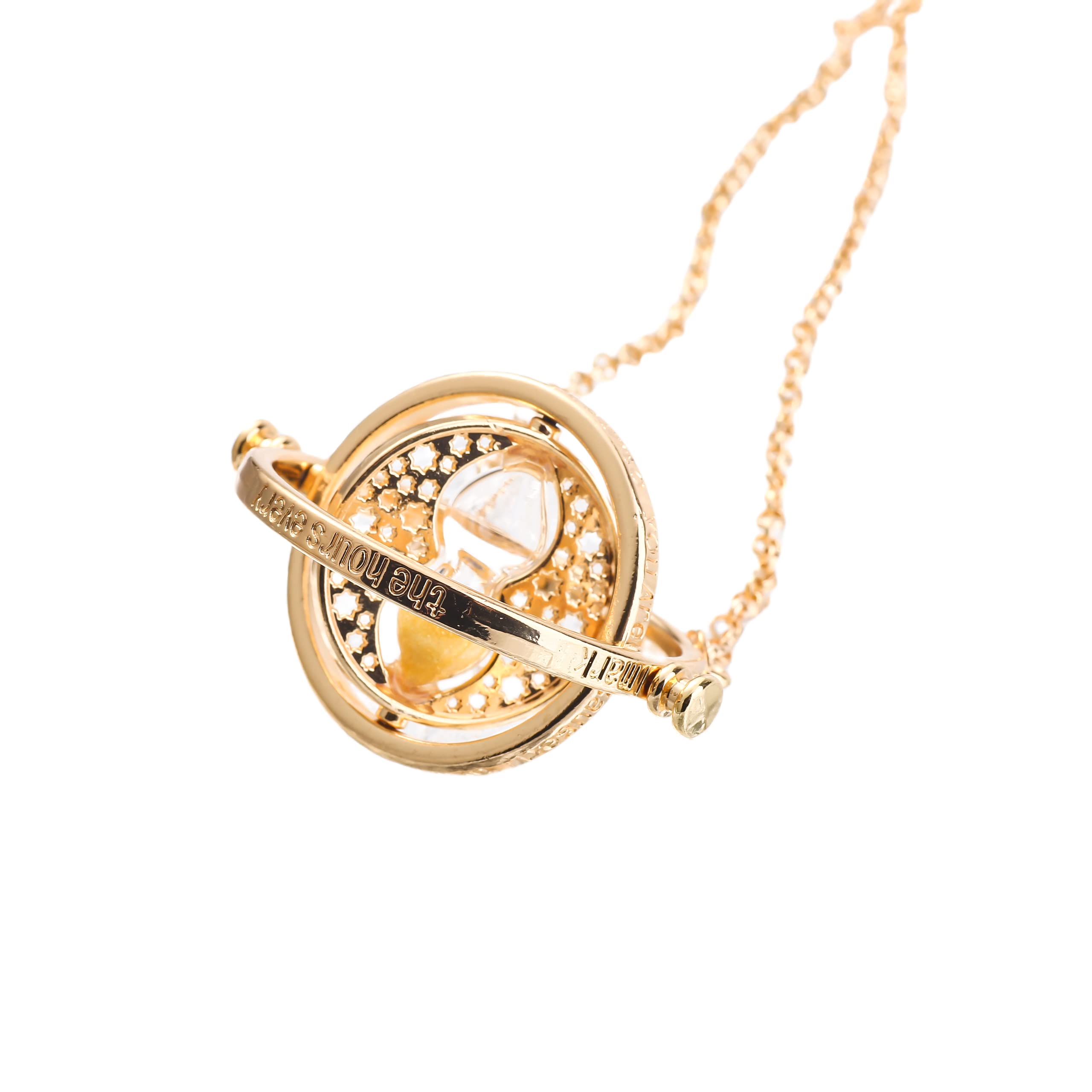 UTTER Collier Sablier Retourneur de Temps Hermione Pendentif Sablier Rotatif 360 Degrés pour Enfant Femme Homme (B)