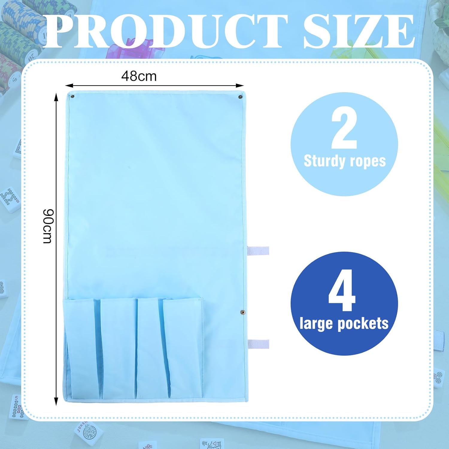 1 pcs mahjong bags protective sleeve for mahjong racks and pushers tile bag accessory 20 inch, empty mah jong bag only(light blue,classic) light blue classic