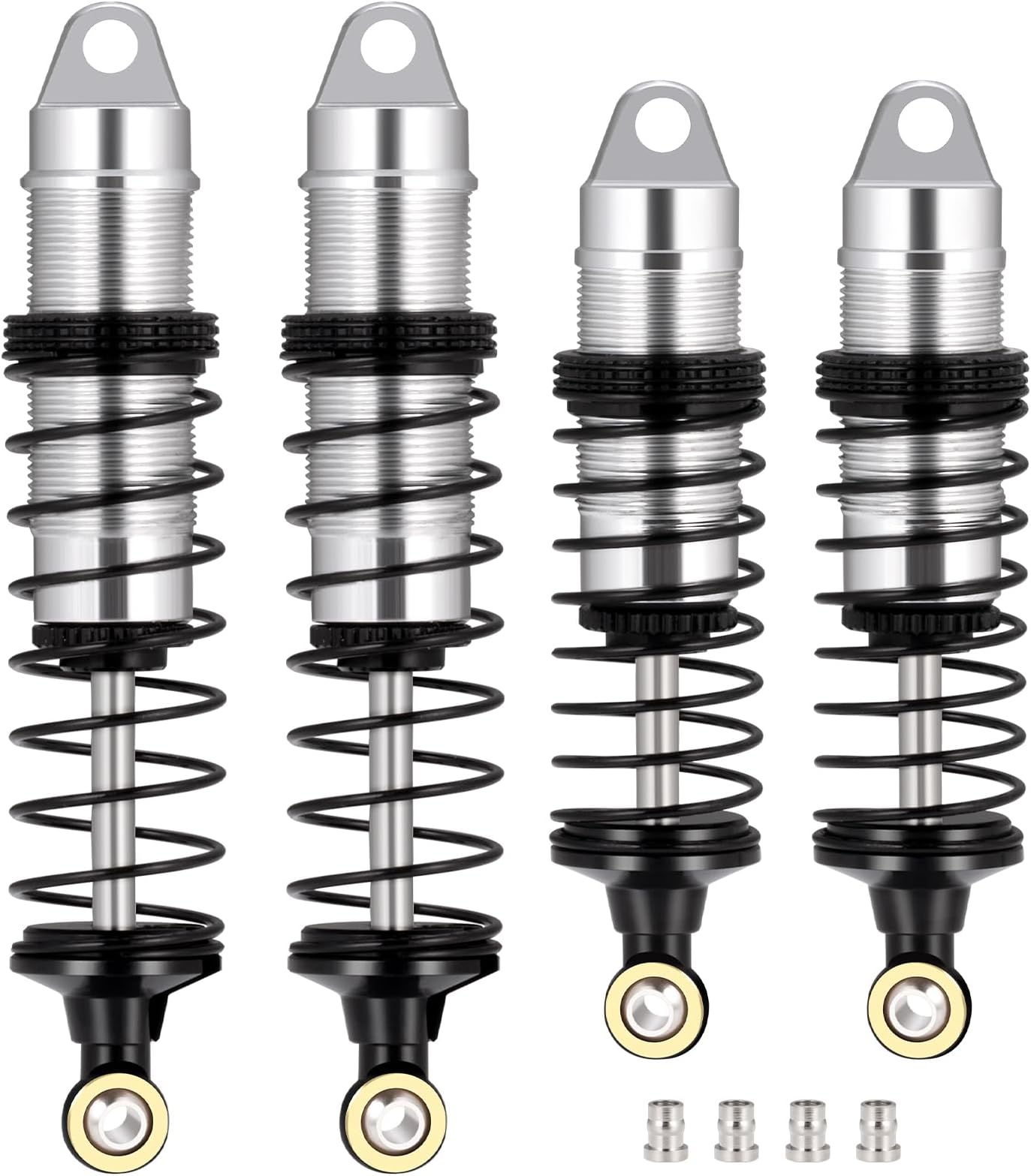 4Pcs Aluminum Front & Rear Shock Set RC Dampers Upgrade Parts for Losi 1/16 Mini-B 1/18 Mini-T RC Car Buggy (Silver + Black)