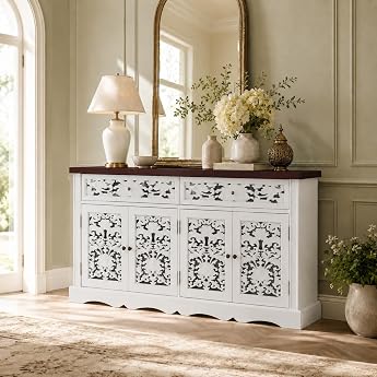 Sideboard 160 cm with 4 Doors and 2 Drawers Vintage Design