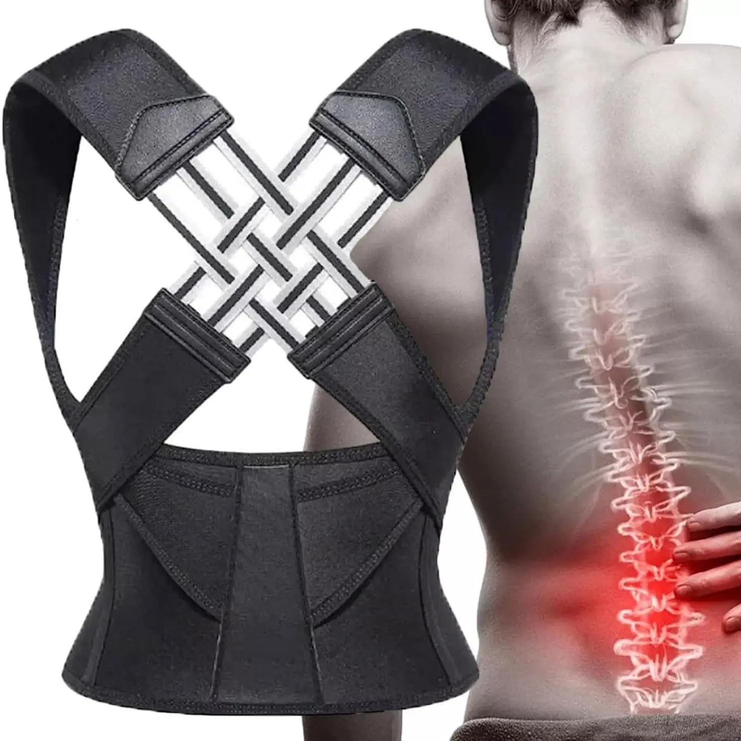 Leosportz Posture Corrector for Men Women - Back Brace Support Belt Universal Size | Back Pain Straight Stretcher Belt | Shoulder Support Belt (Black, Universal) (B0DH7T42GQ) Amazon Price History, Amazon Price Tracker