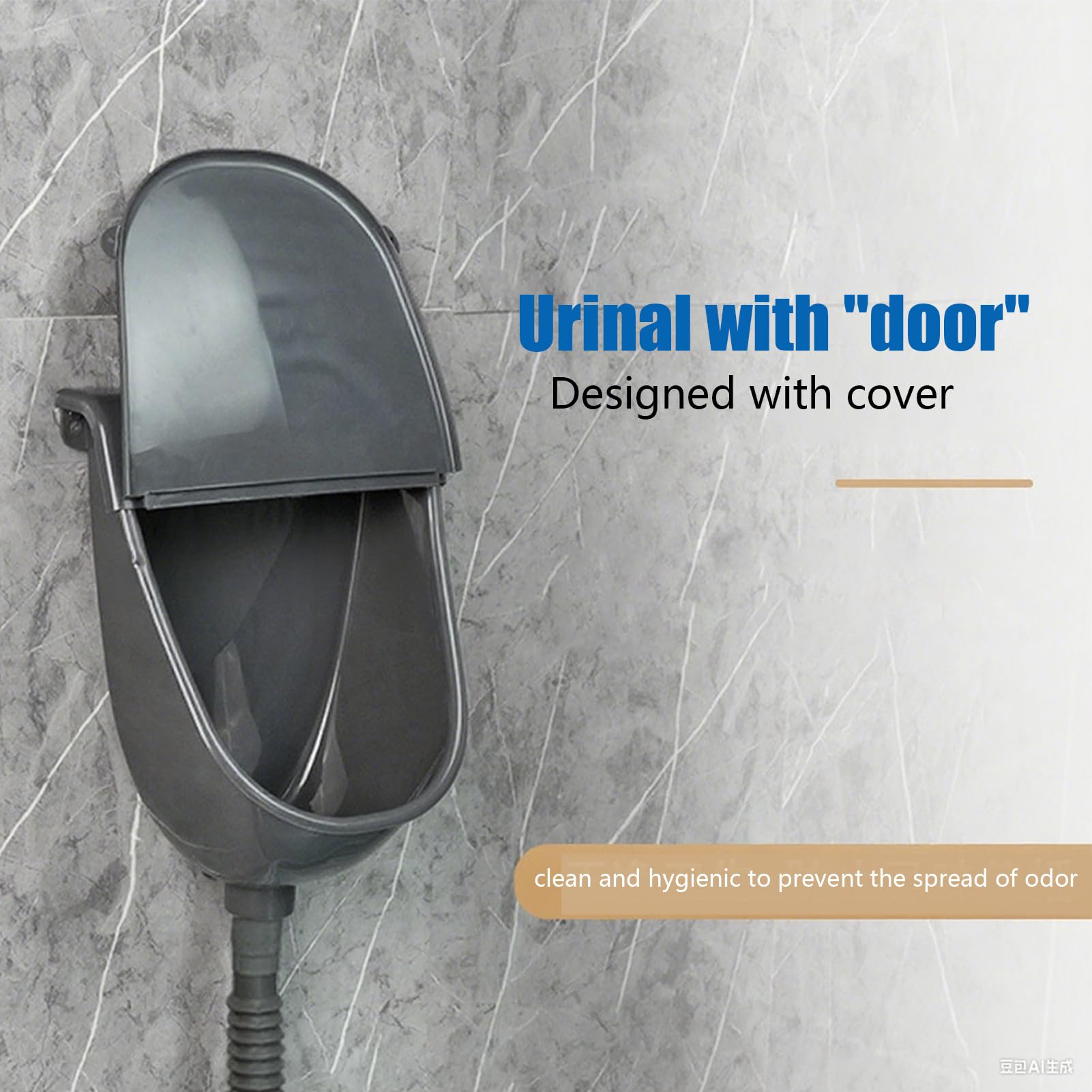 Urinal für Männer mit Deckel Ohne Bohren, Wand-Urinal Komplettset mit Abflussschlauch & Sprühdüse, Tragbares Pissoir Herrentoilette für Camping, Wohnmobil, Garten & Zuhause, Männer & Junge