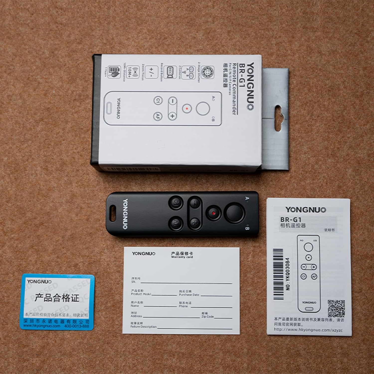 YONGNUO BR-G1 Bluetooth Remote Controller package contents