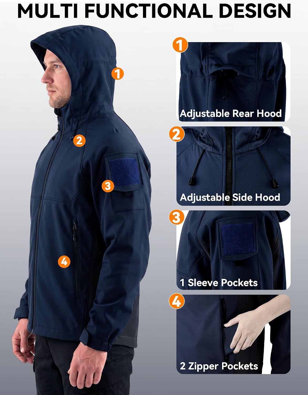 Men’s Fleece Lined Softshell Jacket, Waterproof & Windproof