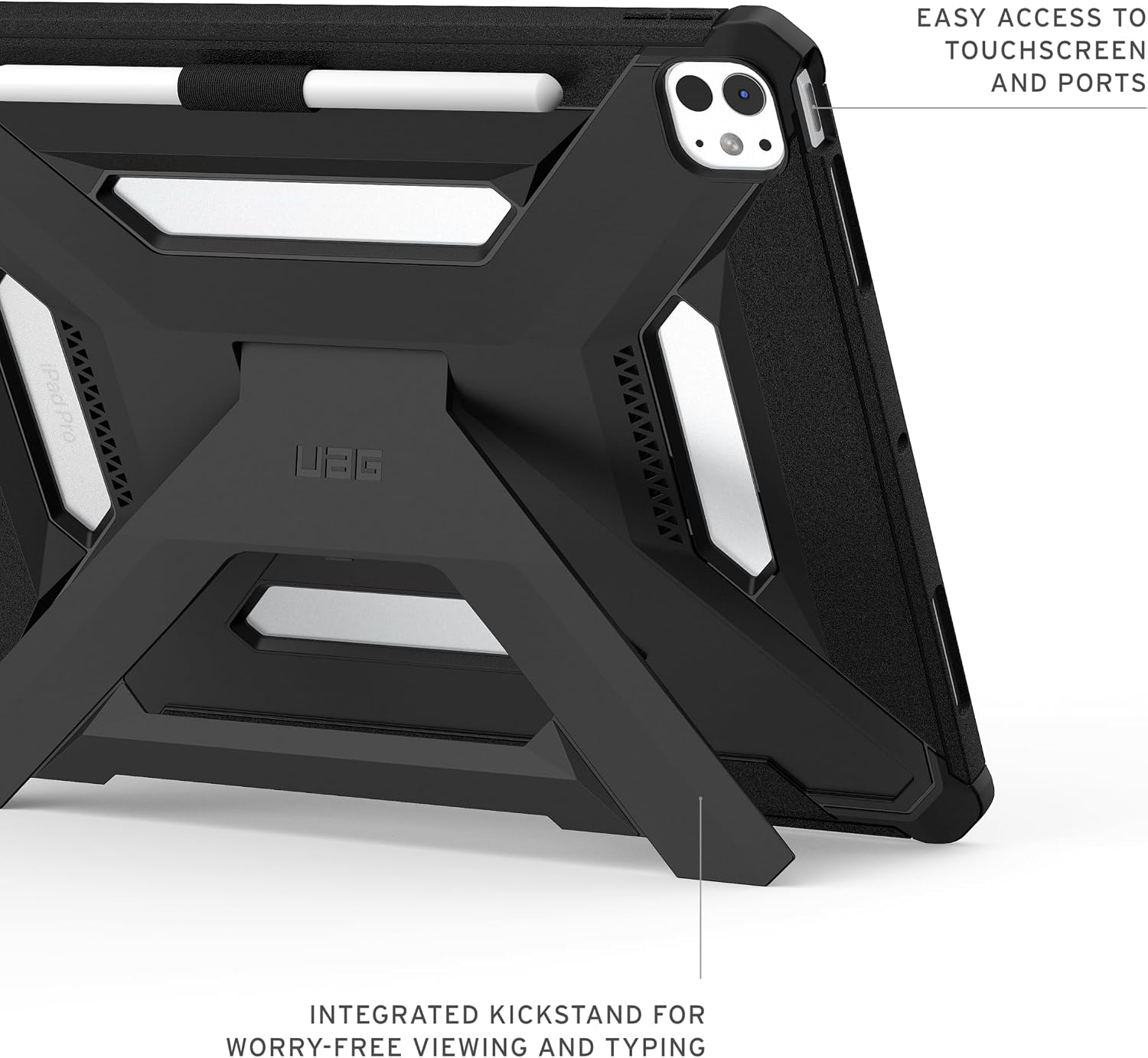 URBAN ARMOR GEAR UAG Designed for iPad Pro 13" 8th/7th Gen 2024-2025 M5/M4 Case A3360 A3361 A3362 - Rugged Protective Cover with Kickstand and Pencil Holder Scout Plus Black